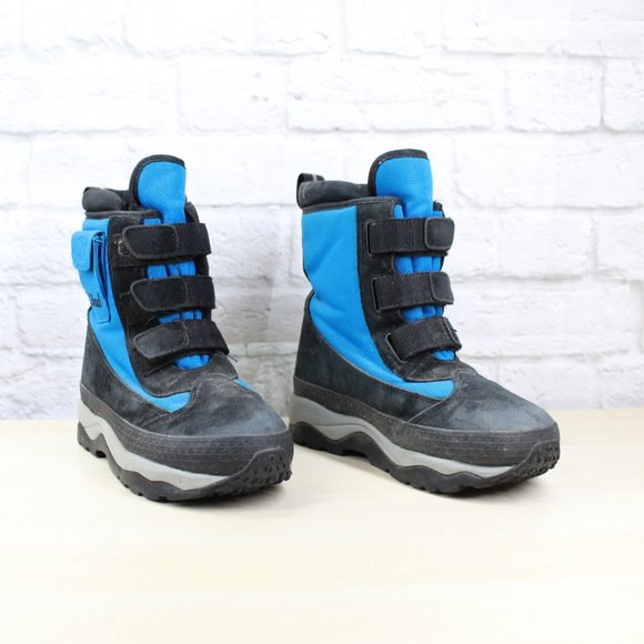 LL Bean Kid's Blue Black Suede Fabric Insulated Winter Snow Boots Size 4 - Picture 3 of 8